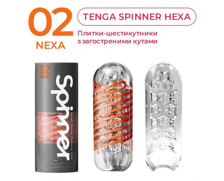 Мастурбатор Tenga Spinner 02 Hexa з пружною стимулювальною спіраллю всередині, стандартна спіраль