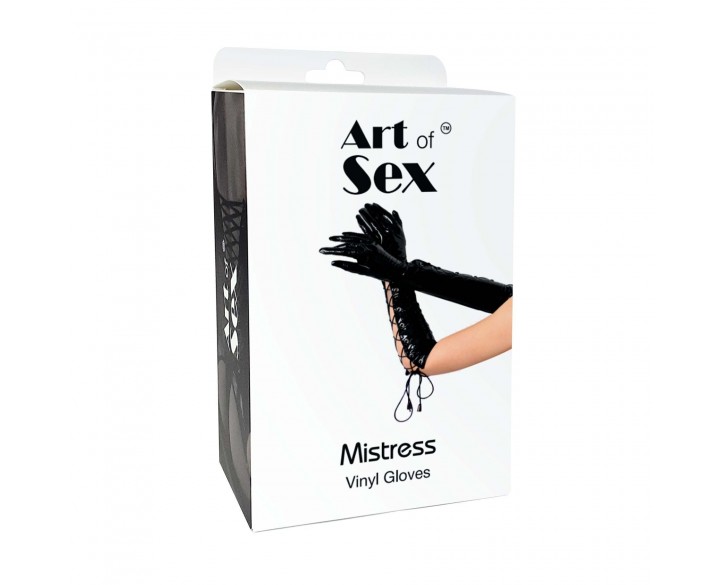 Лаковані рукавички зі шнурівкою Art of Sex - Mistress, червоні, розмір M