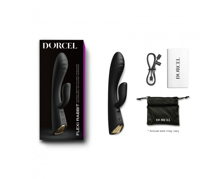 Вібратор-кролик з підігрівом Dorcel FLEXI RABBIT BLACK, гнучкий стовбур