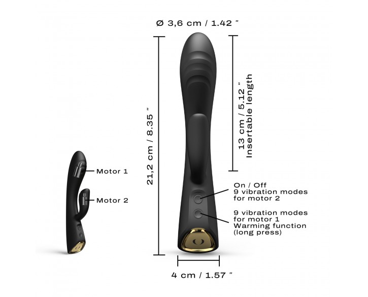 Вібратор-кролик з підігрівом Dorcel FLEXI RABBIT BLACK, гнучкий стовбур