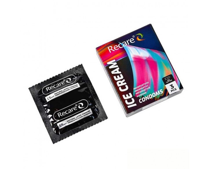 Презервативи Holographic Recare Ice Cream Big Dotted Condoms 3 шт, з пухирцями, аромат: морозиво