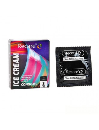 Презервативи Holographic Recare Ice Cream Big Dotted Condoms 3 шт, з пухирцями, аромат: морозиво