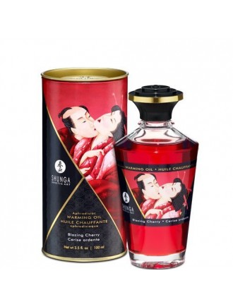 Розігрівальна олія Shunga Aphrodisiac Warming Oil – Blazing Cherry (100 мл) без цукру, смачна