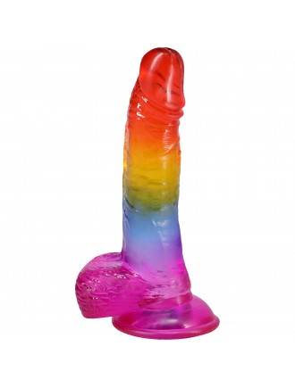 Фалоімітатор Doc Johnson Crystal Jellies - Realistic cock with balls 8.5 Inch - Rainbow