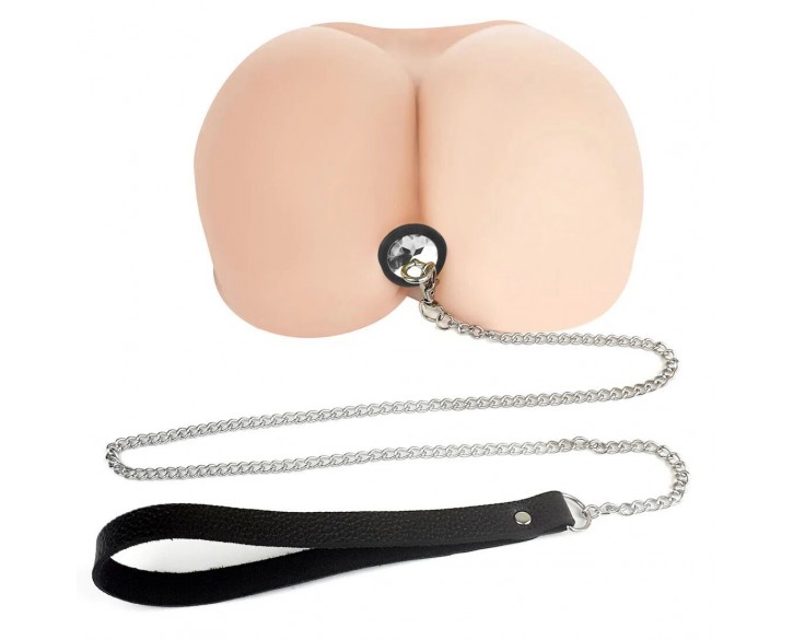 Силіконова анальна пробка Art of Sex Metal Anal Plug with Leash size S з повідцем Black