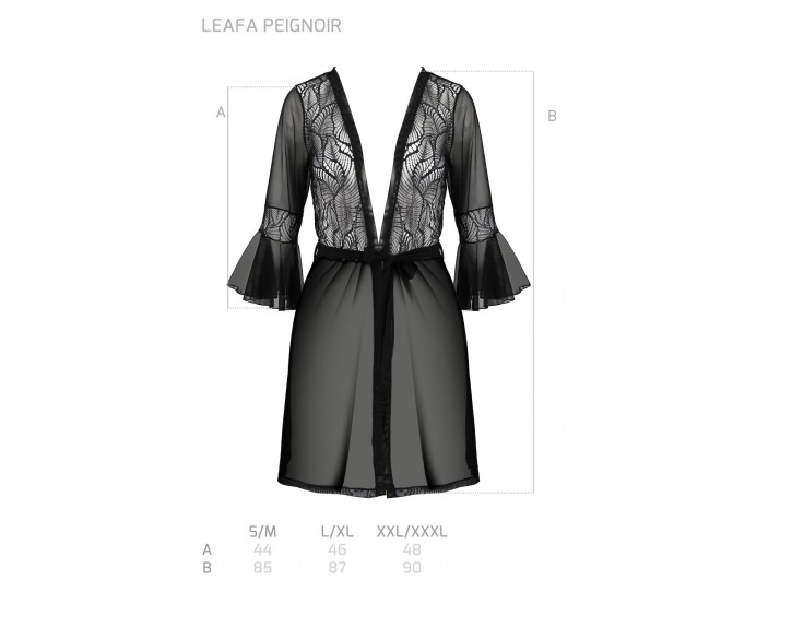 Пеньюар Passion LEAFA PEIGNOIR black L/XL - ECO Passion