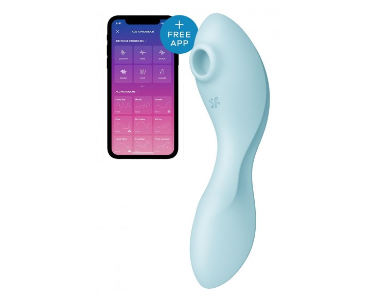 Вакуумний смарт-стимулятор із вібрацією Satisfyer Curvy Trinity 5 (Blue), керування зі смартфона