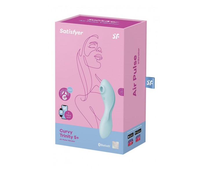 Вакуумний смарт-стимулятор із вібрацією Satisfyer Curvy Trinity 5 (Blue), керування зі смартфона