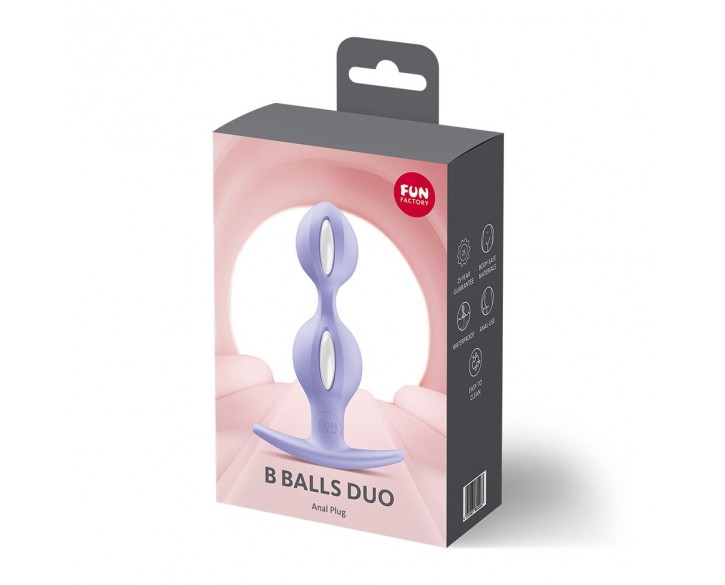 Анальні кульки Fun Factory B BALLS DUO Purple, ефект вібрації, діаметр 3,2 та 3,6 см