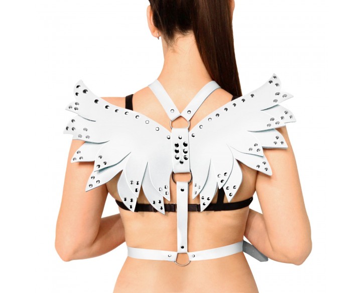 Жіноча портупея Art of Sex - Wings біла L-2XL, екошкіра