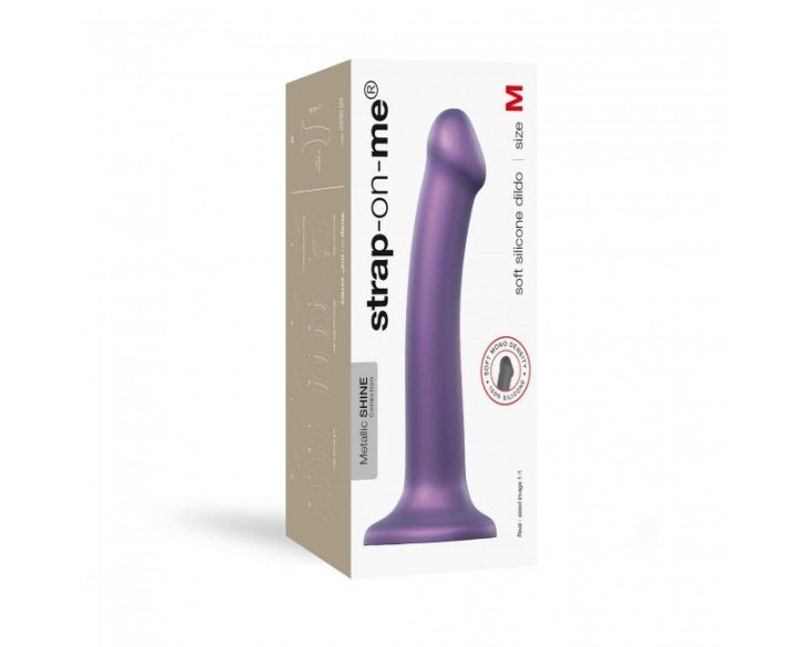 Насадка для страпону Strap-On-Me Mono Density Dildo Violet M, діам. 3,3 см, одношаровий силікон, гну