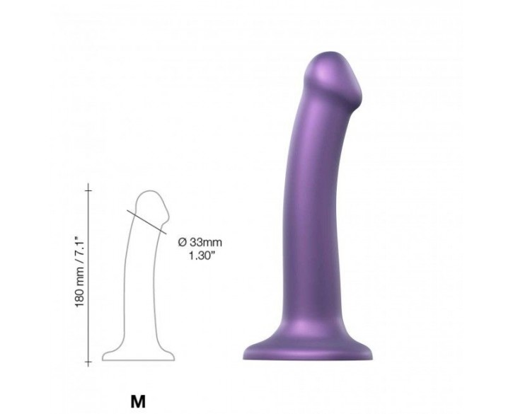 Насадка для страпону Strap-On-Me Mono Density Dildo Violet M, діам. 3,3 см, одношаровий силікон, гну