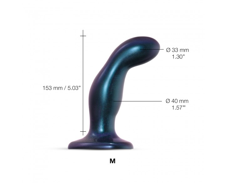 Дилдо Strap-On-Me DILDO PLUG SNAKY METALLIC BLUE, розмір M, діаметр 4 см, ввідна довжина 15,3 см