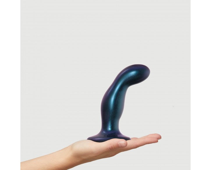 Дилдо Strap-On-Me DILDO PLUG SNAKY METALLIC BLUE, розмір M, діаметр 4 см, ввідна довжина 15,3 см