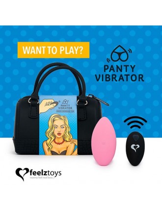 Вібратор в трусики FeelzToys Panty Vibrator Pink з пультом ДК, 6 режимів роботи, сумочка-чохол