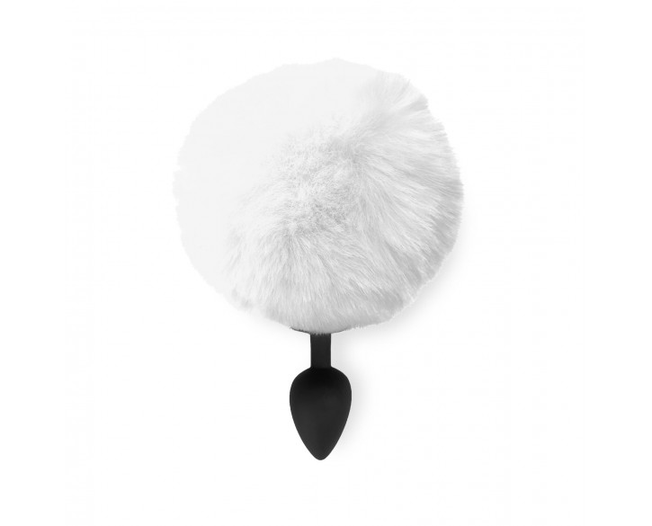 Силіконова анальна пробка М Art of Sex - Silicone Bunny Tails Butt plug White, діаметр 3,5 см