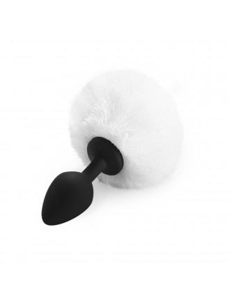 Силіконова анальна пробка М Art of Sex - Silicone Bunny Tails Butt plug White, діаметр 3,5 см