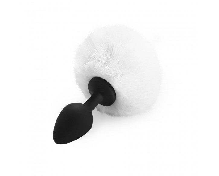 Силіконова анальна пробка М Art of Sex - Silicone Bunny Tails Butt plug White, діаметр 3,5 см