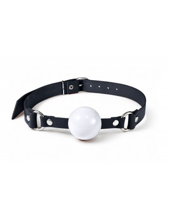 Кляп силіконовий Feral Feelings Silicon Ball Gag Black/White, чорний ремінець, біла кулька