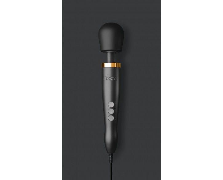 Преміальний вібромасажер DOXY Die Cast матово-чорний, з покриттям із 24-каратного золота