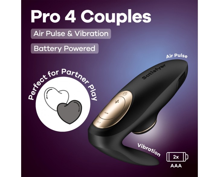 Вакуумний вібратор для пар Satisfyer Pro 4 Couples Battery Series, підходить для сексу у парі
