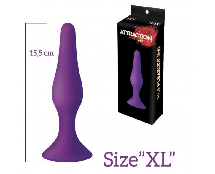 Анальна пробка з присоскою MAI Attraction Toys №35 Purple, довжина 15,5 см, діаметр 3,8см