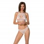 Комплект: бра, трусики з ажурним декором та відкритим кроком Ursula Set white S/M — Passion