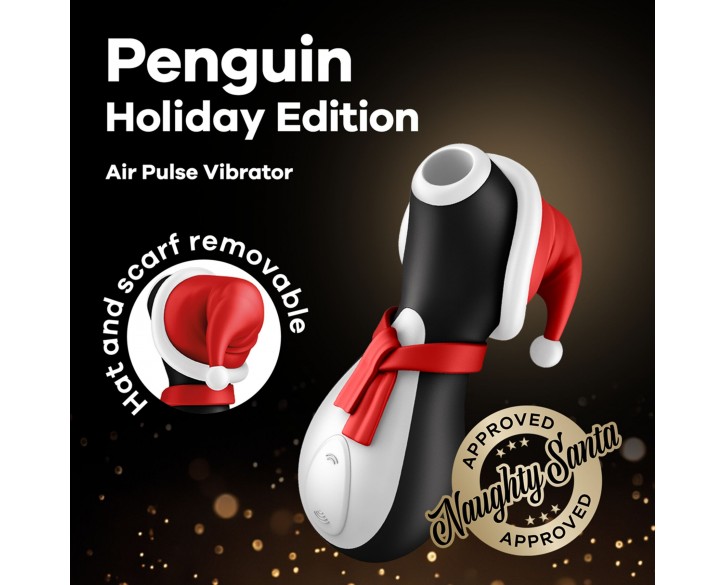 Вакуумний кліторальний стимулятор Satisfyer Penguin Holiday Edition, у шапочці та шарфі