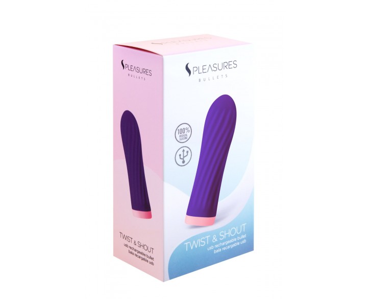 Віброкуля S Pleasures Bullets Twist & Shout Purple, фіолетова, ребриста поверхня, 10 режимів