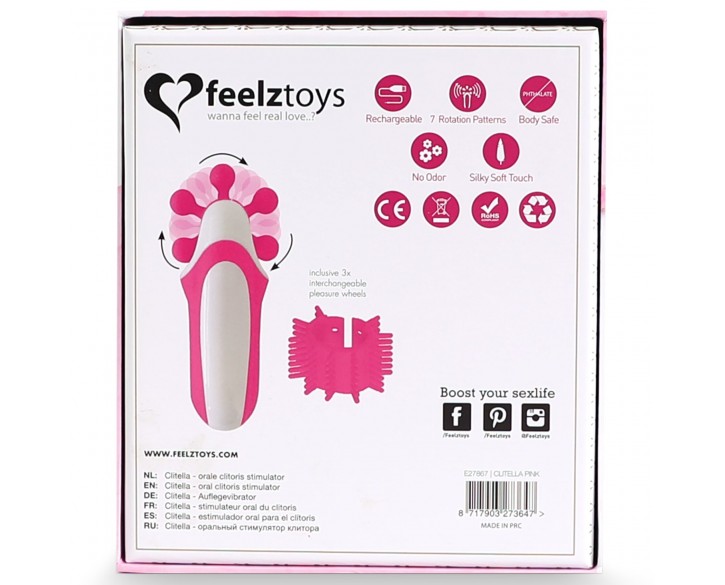 Стимулятор з імітацією оральних пестощів FeelzToys - Clitella Oral Clitoral Stimulator Pink