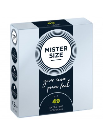 Презервативи Mister Size - pure feel - 49 (3 condoms), товщина 0,05 мм