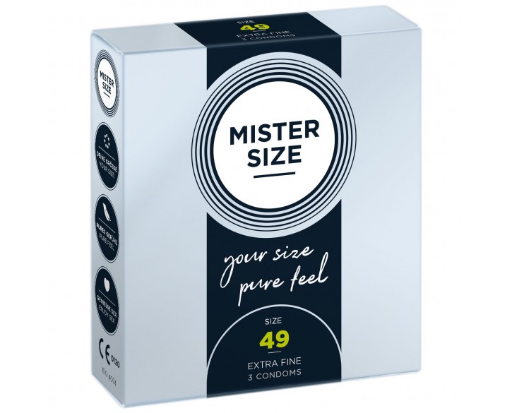 Презервативи Mister Size - pure feel - 49 (3 condoms), товщина 0,05 мм