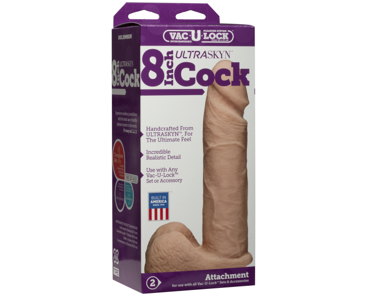 Фалоімітатор Doc Johnson Vac-U-Lock - 8 Inch ULTRASKYN Cock White, діаметр 5,1 см