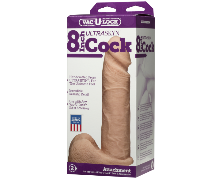 Фалоімітатор Doc Johnson Vac-U-Lock - 8 Inch ULTRASKYN Cock White, діаметр 5,1 см