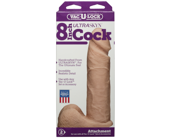 Фалоімітатор Doc Johnson Vac-U-Lock - 8 Inch ULTRASKYN Cock White, діаметр 5,1 см