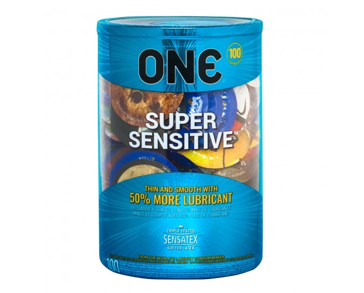 Набір презервативів ONE Super Sensitive 100 шт, мегапак тюб