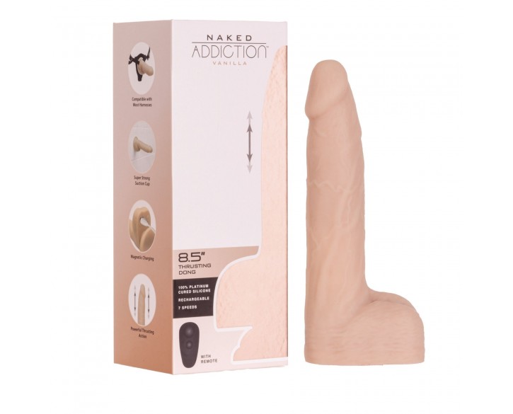 Фалоімітатор із пульсацією Addiction Naked Addiction 8.5” Thruster - Vanilla