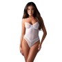 Боді Obsessive Alissium Teddy White, XS/S, ліф з м’якою чашкою, високі вирізи для ніг