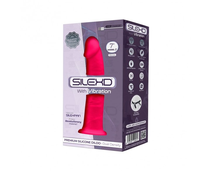 Фалоімітатор з вібрацією SilexD Henry Vibro Pink (MODEL 2 size 7in), двошаровий, діаметр 4,4 см