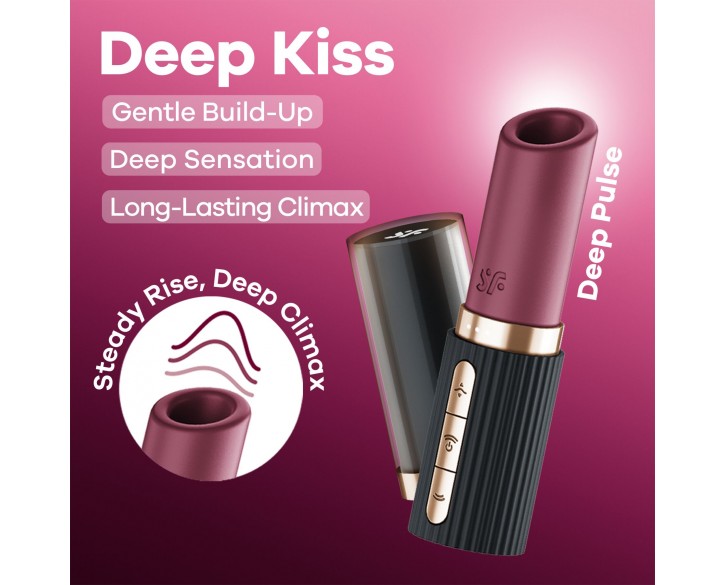 Вакуумний стимулятор Satisfyer Deep Kiss, магнітна технологія 3D Air Pulse, 30 режимів, кришечка