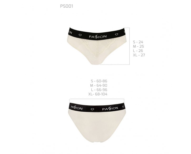 Трусики з широкою гумкою і мереживом Passion PS001 PANTIES ecru, size L