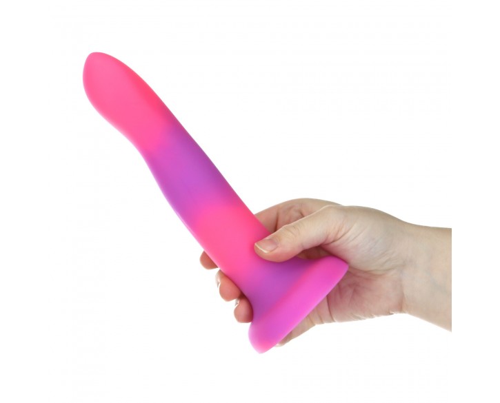 Фалоімітатор, що світиться в темряві, ADDICTION Rave 8″, Glow in the Dark Dildo Pink Purple, 20,3 см