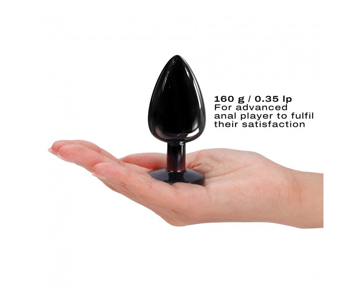 Металева анальна пробка з кристалом Dorcel Diamond Plug Black L