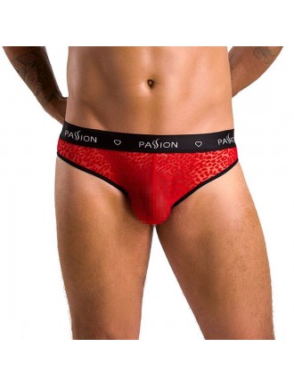 Чоловічі напівпрозорі труси Passion 031 Slip Mike S/M Red, під леопард