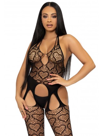 Бодістокінг з відкритим доступом Leg Avenue Net suspender bodystocking One size Black, мереживо