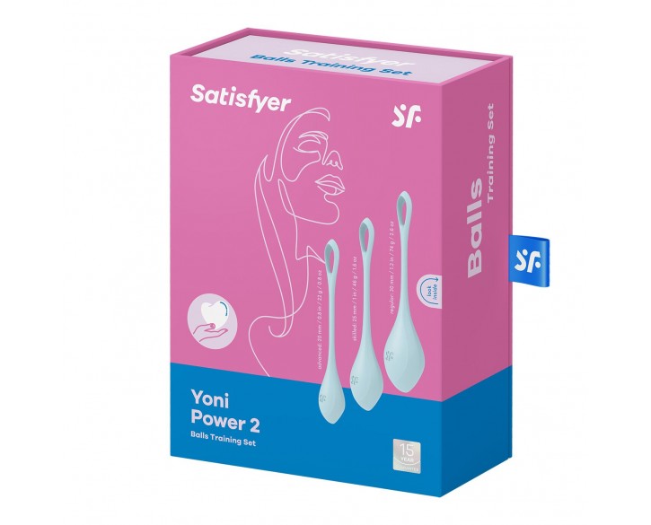 Набір йоні намистин Satisfyer Yoni Power 2 Light Blue, диаметр 2-2,5-3см, вес 22-44-73гр