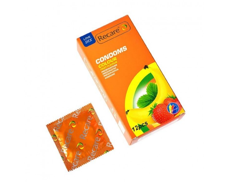 Презервативи Recare Color Fruit Flavour Condoms 12 шт, аромати: м'ята, банан, полуниця