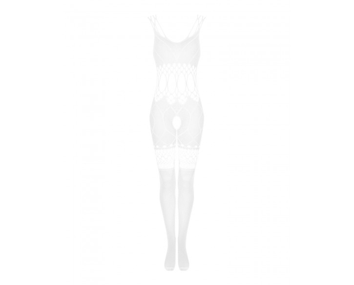 Сітчастий бодістокінг з імітацією топа та шортів Obsessive Bodystocking G330 S/M/L, white, з доступо