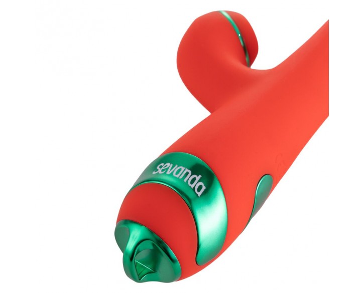 Вібратор-кролик з флогером LOCKINK SEVANDA Whip Vibrating Massage Wand - Red & Green