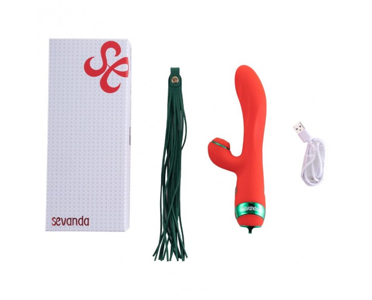 Вібратор-кролик з флогером LOCKINK SEVANDA Whip Vibrating Massage Wand - Red & Green